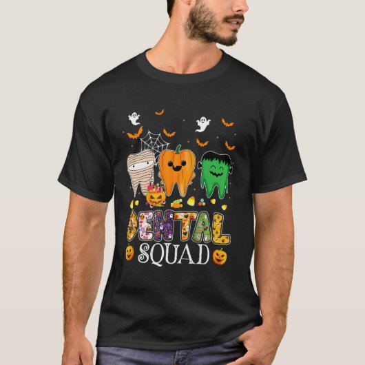 Funny Dental Spooky Squad Kostüm Denstist Hallowe T-Shirt (Vorderseite)