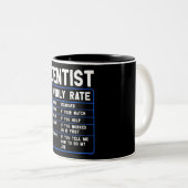 Funny Dentist Hourly Rate Zwei-Tonen-Kaffee-Tasse Zweifarbige Tasse (VorderseiteRechts)