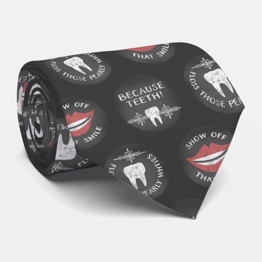 Funny Dentist Pattern - Niedlicher Zahnarzthygieni Krawatte (Gerollt)