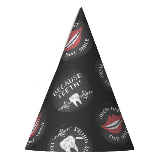 Funny Dentist Pattern - Niedlicher Zahnarzthygieni Partyhütchen (Links)