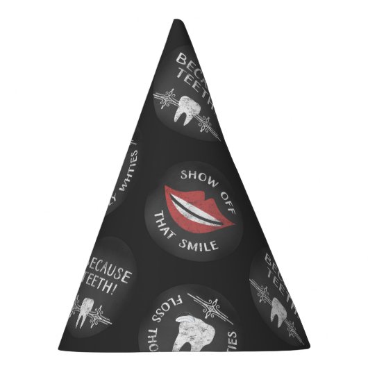 Funny Dentist Pattern - Niedlicher Zahnarzthygieni Partyhütchen (Rechts)