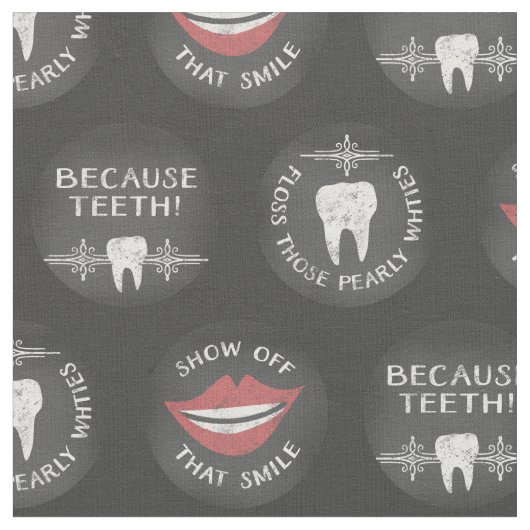 Funny Dentist Pattern - Niedlicher Zahnarzthygieni Stoff (Nahaufnahme)