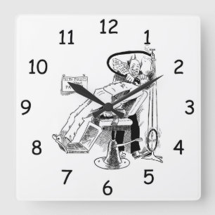 Funny Dentist Sketch Quadratische Wanduhr