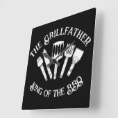 Funny "Der Grillvater: Funny GRILLEN Gift Quadratische Wanduhr (Winkel)