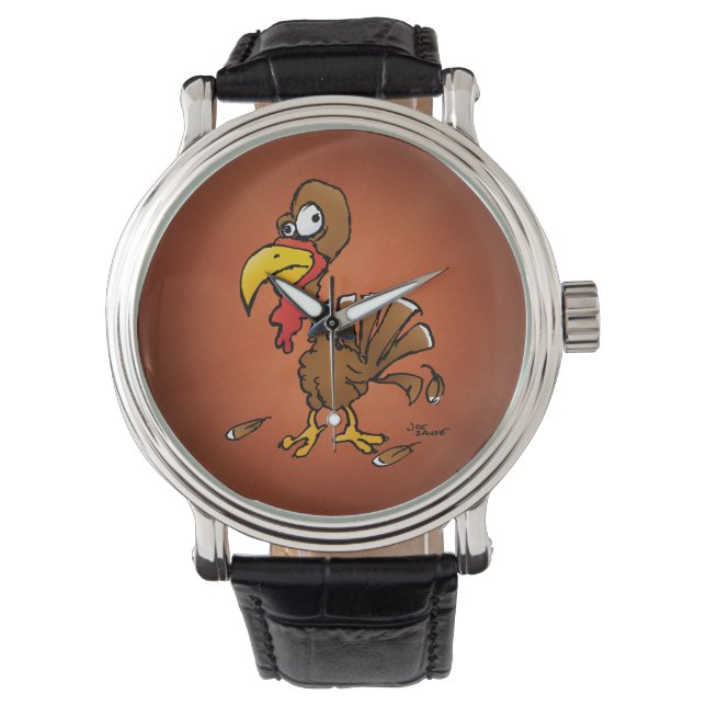 Funny Derp Türkei auf brauner Hintergrundschau Armbanduhr (Vorderseite)