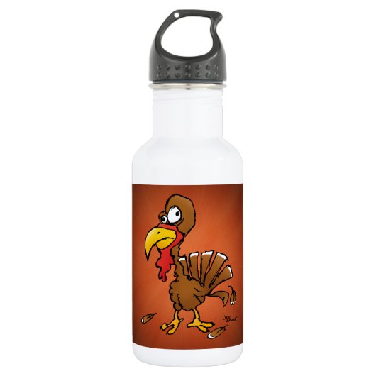 Funny Derp Turkey Cartoon Edelstahlflasche (Vorderseite)