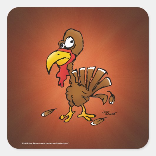 Funny Derp Turkey Cartoon Quadratischer Aufkleber (Vorderseite)