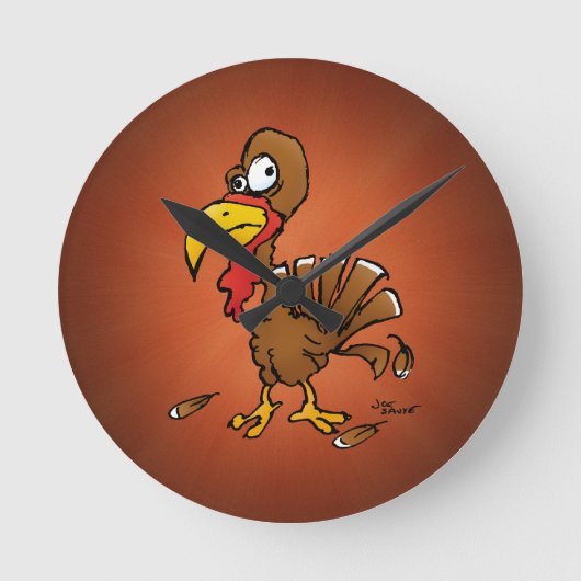 Funny Derp Turkey Cartoon Runde Wanduhr (Vorderseite)