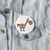 Funny Derpy Horse Silly Brown Stallion Button (Beispiel)
