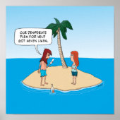 Funny Desert Island Botschaft in Flasche Poster (Vorne)