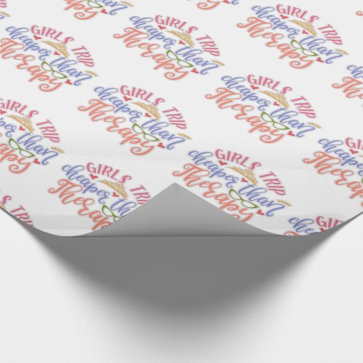 Funny Design Girls Reise billiger als Therapie Geschenkpapier (Ecke)