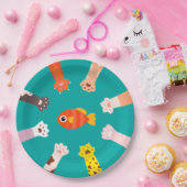 Funny Design Katzen Spiel um Fisch klassisch zu fa Pappteller (Party)