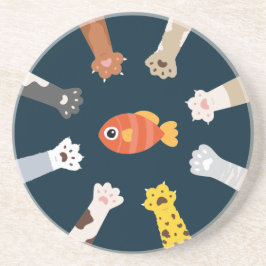 Funny Design Katzen Spiel zu fangen Fisch Getränkeuntersetzer