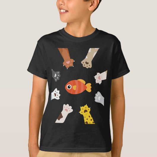Funny Design Katzen Spiel zu fangen Fisch T-Shirt (Vorderseite)