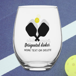 Funny Designated Dinker Personalisiert Pickleball Weinglas Ohne Stiel