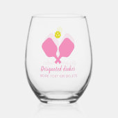 Funny Designated Dinker Personalisiert Pickleball Weinglas Ohne Stiel (Rückseite)