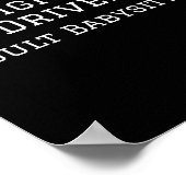 Funny Designated Driver Wedding New Years Babysitt Poster (Ecke)