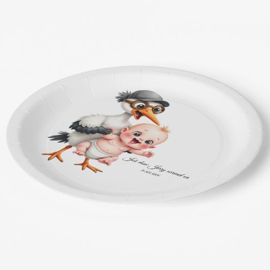 Funny designed paper plates baby shower adjust  pappteller (Schrägansicht)