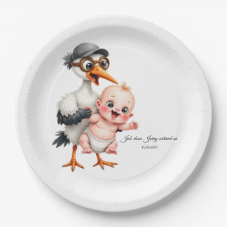 Funny designed paper plates baby shower adjust pappteller