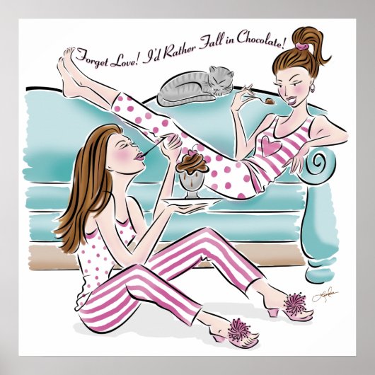 Funny Dessert Friends Vergessen Sie Liebe Poster (Vorne)