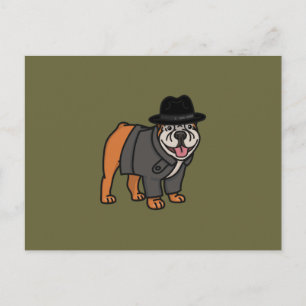 Funny Detective English Bulldog Postcard Postkarte