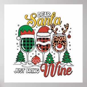 Funny Deve Santa wine Poster