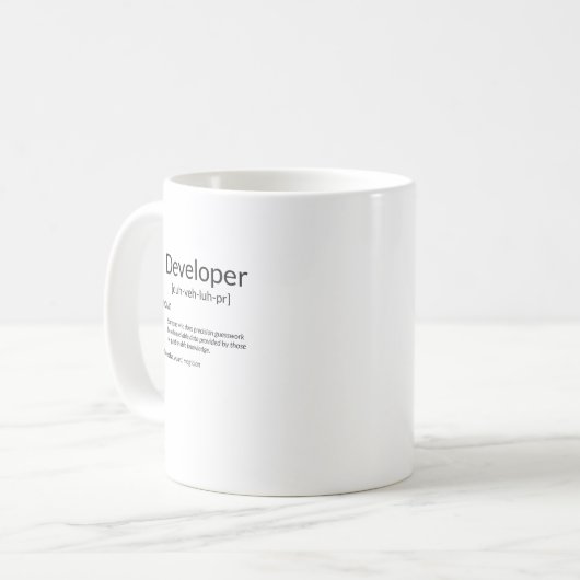 Funny Developers Geschenk Entwickler Definition Ge Kaffeetasse (Vorderseite Links)