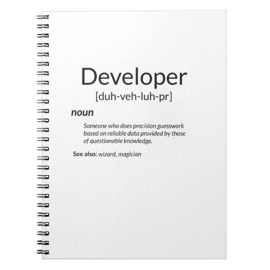 Funny Developers Geschenk Entwickler Definition Ge Notizblock (Vorderseite)
