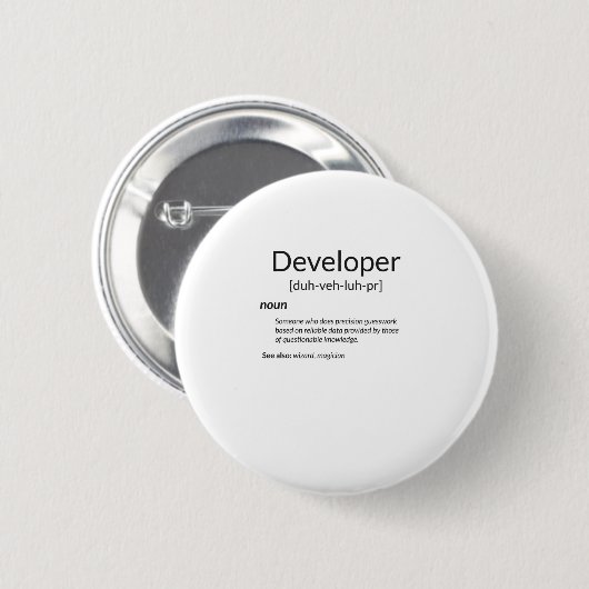 Funny Developers verschenken Entwickler-Definition Button (Vorne & Hinten)