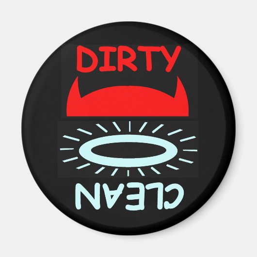 Funny Devil Angel Dirty Clean Round Geschirrspüler Magnet (Vorne)