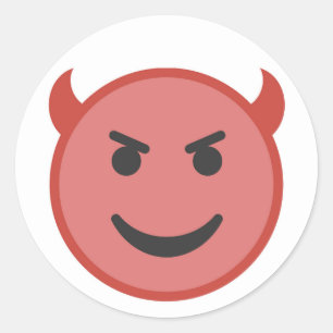 Funny Devil Emoji Red Smile Runder Aufkleber