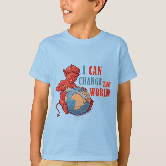 Funny Devil Kid “I Can Change the World” T-Shirt (Vorderseite)