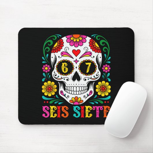 Funny Dia De Los Muertos Sugar Skull Seis Siete 67 Mousepad (Mit Mouse)