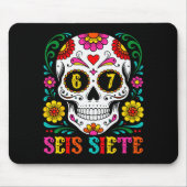 Funny Dia De Los Muertos Sugar Skull Seis Siete 67 Mousepad (Vorne)