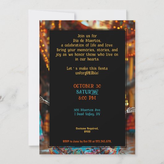 💀 Funny Día de Muertos Party Einladung (Rückseite)