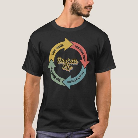 Funny Diabetic Life Circle T1D Bewusstsein T-Shirt (Vorderseite)
