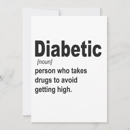 Funny Diabetic Typ 1 Definition Awareness Geschenk Einladung (Vorderseite)