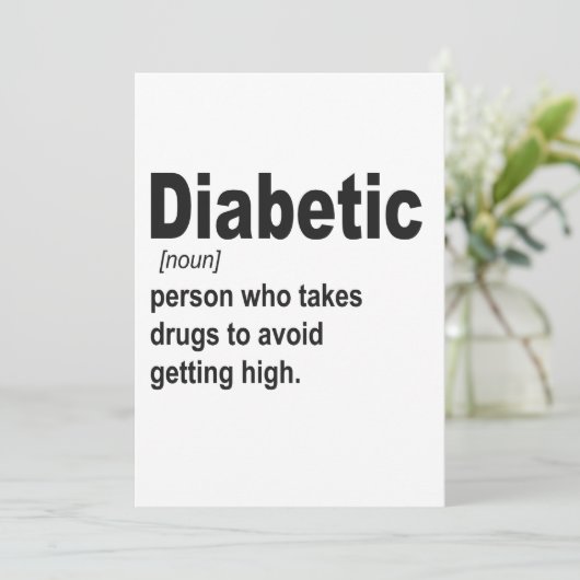 Funny Diabetic Typ 1 Definition Awareness Geschenk Einladung (Stehend Vorderseite)