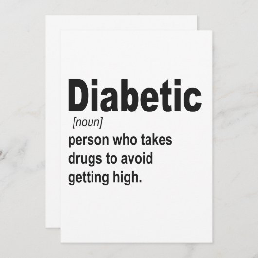 Funny Diabetic Typ 1 Definition Awareness Geschenk Einladung (Vorne/Hinten)