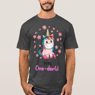 Funny Diabetic Typ 1 Kinder Typ 1 Derful Unicorn T-Shirt