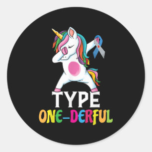 Funny Diabetic Unicorn Typ 1 derful Typ 1 Diab Runder Aufkleber