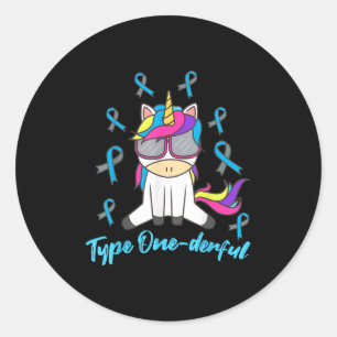 Funny Diabetic Unicorn Typ 1 derful Typ 1 Diab Runder Aufkleber