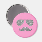 Funny Diamond Mustache mit Brille Magnet (Vorderseite/Rückseite)