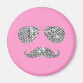 Funny Diamond Mustache mit Brille Magnet (Vorne)