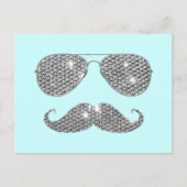Funny Diamond Mustache mit Brille Postkarte (Vorderseite)