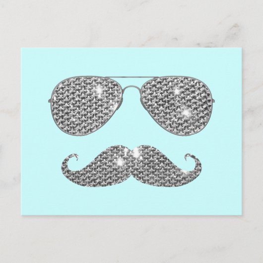 Funny Diamond Mustache mit Brille Postkarte (Vorderseite)