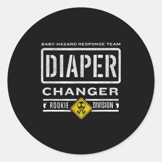Funny Diaper Changer Duty - Expecting Baby New Dad Runder Aufkleber (Vorderseite)