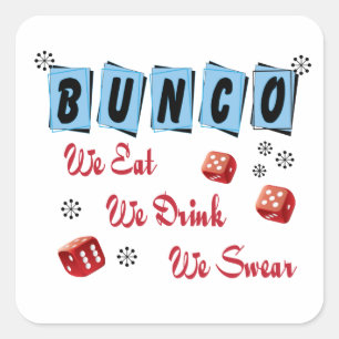 Funny Dice Girls Night Out Bunco Quadratischer Aufkleber