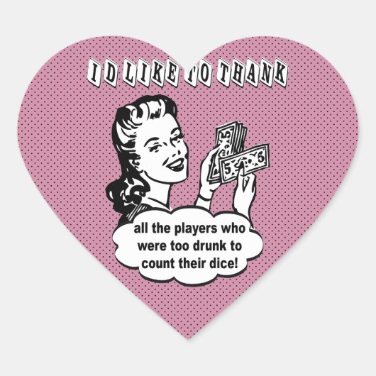 Funny Dice - Ich möchte mich bedanken Herz-Aufkleber (Vorderseite)