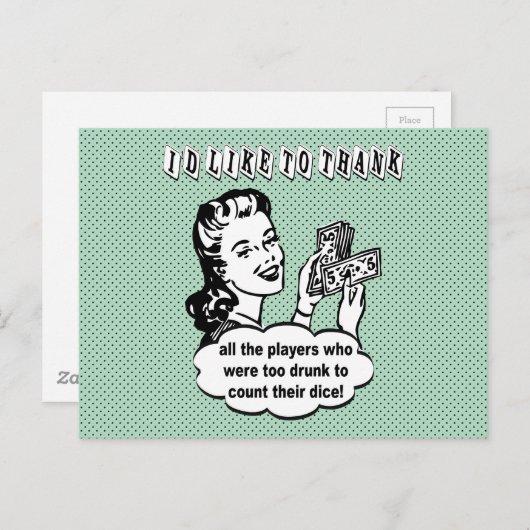 Funny Dice - Ich möchte mich bedanken Postkarte (Vorne/Hinten)